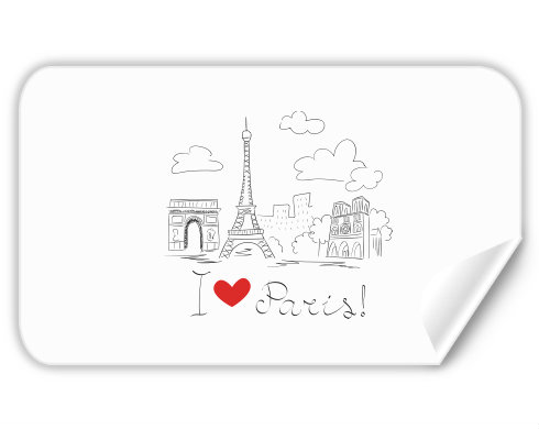 I Love Paris Samolepky obdelník - Bílá
