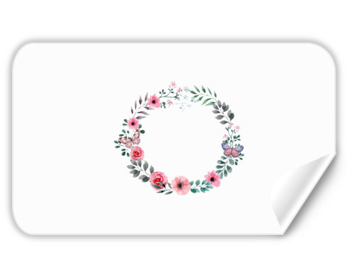 Květinový rámeček Samolepky obdelník - Bílá