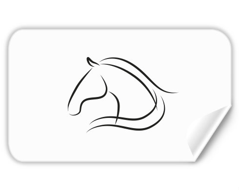 Linie koně Samolepky obdelník - Bílá