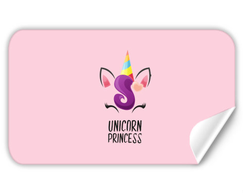 Unicorn princess Samolepky obdelník - Bílá