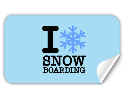 I love snowboarding Samolepky obdelník - Bílá
