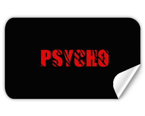 Psycho Samolepky obdelník - Bílá