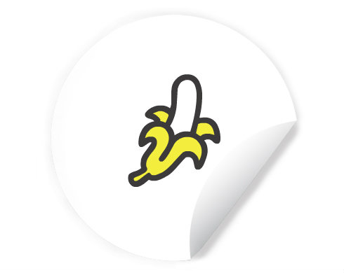 Banán Samolepky kruh - Bílá