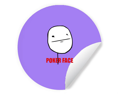 Poker face Samolepky kruh - Bílá