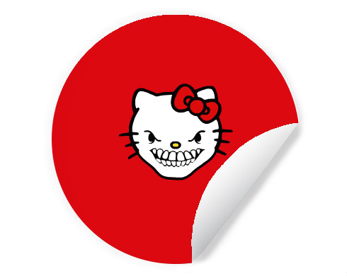 Hell kitty Samolepky kruh - Bílá