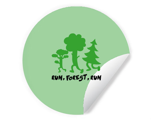 Run forest run Samolepky kruh - Bílá
