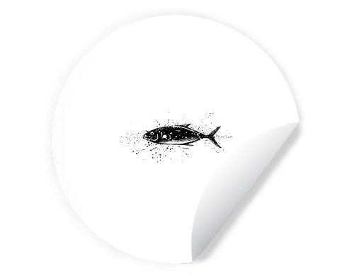 Ryba Samolepky kruh - Bílá