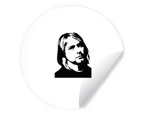 Kurt Cobain Samolepky kruh - Bílá