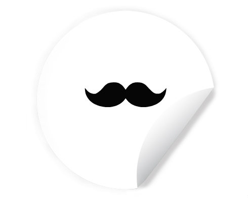 moustache Samolepky kruh - Bílá