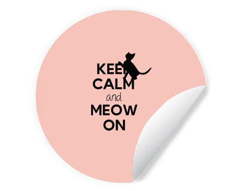 Keep calm and meow on Samolepky kruh - Bílá