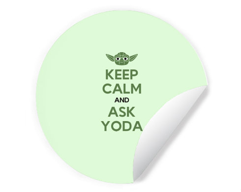 Keep calm and ask yoda Samolepky kruh - Bílá