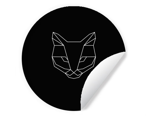 Cat polygon Samolepky kruh - Bílá