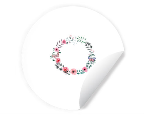 Květinový rámeček Samolepky kruh - Bílá
