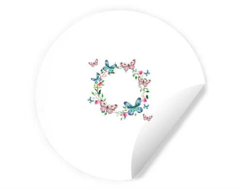 Rámeček z motýlů Samolepky kruh - Bílá
