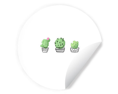 Kaktusy Samolepky kruh - Bílá