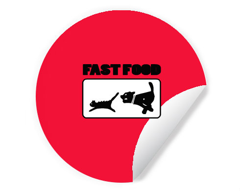 Fast food Samolepky kruh - Bílá