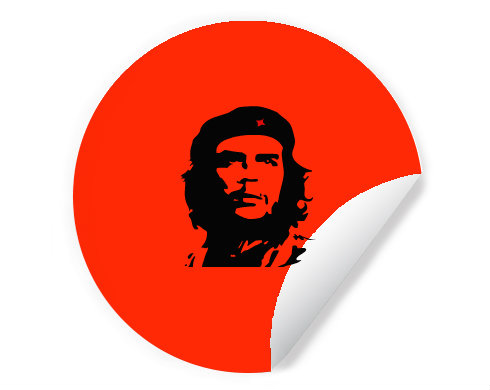 Che Guevara Samolepky kruh - Bílá