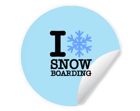 I love snowboarding Samolepky kruh - Bílá