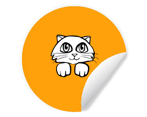 Kočička Samolepky kruh - Bílá