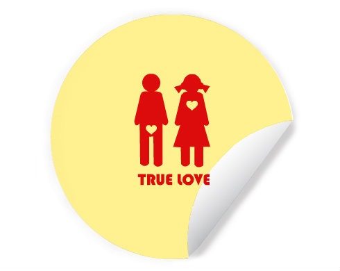 True Love Samolepky kruh - Bílá