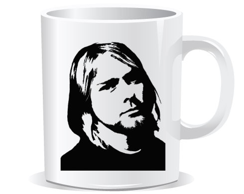 Kurt Cobain Hrnek Premium - Bílá