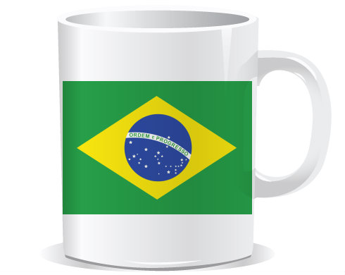Brazilská vlajka Hrnek Premium - Bílá