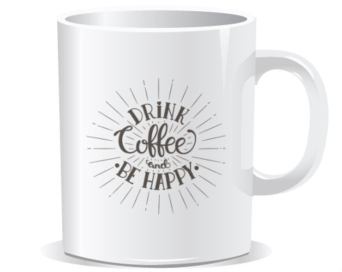 Drink coffee and be happy Hrnek Premium - Bílá