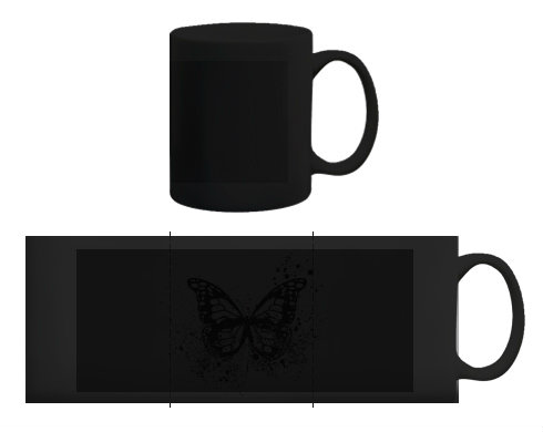 Motýl grunge Černý hrnek - černá