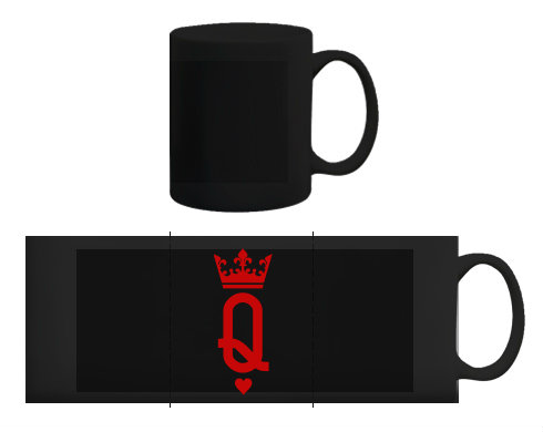 Q as queen Černý hrnek - černá