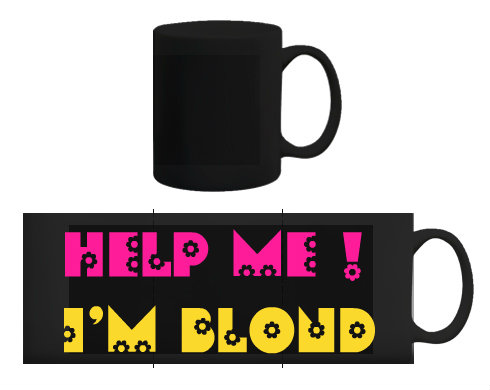 Help me! I`m Blond Černý hrnek - černá