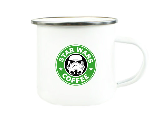 Starwars coffee Plechový hrnek - Stříbrná lesklá