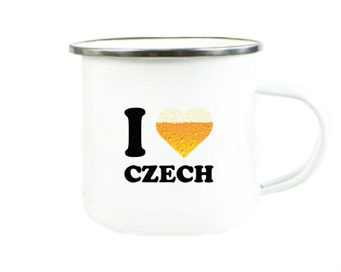 I love czech beer Plechový hrnek - Stříbrná lesklá