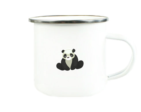 Panda Plechový hrnek - Stříbrná lesklá