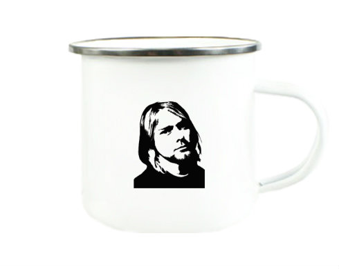 Kurt Cobain Plechový hrnek - Stříbrná lesklá