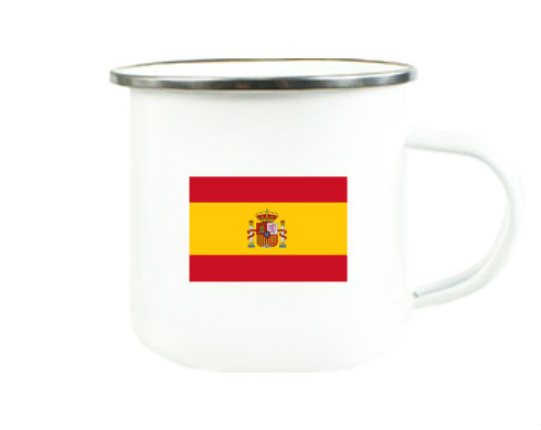 Španělská vlajka Plechový hrnek - Stříbrná lesklá