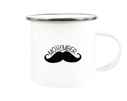 Movember Moustache Plechový hrnek - Stříbrná lesklá