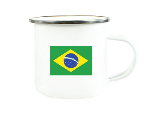 Brazilská vlajka Plechový hrnek - Stříbrná lesklá
