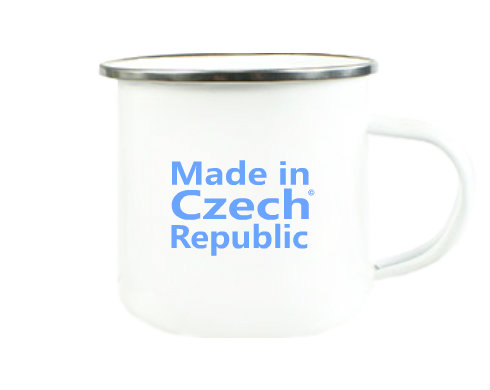 Made in Czech republic Plechový hrnek - Stříbrná lesklá