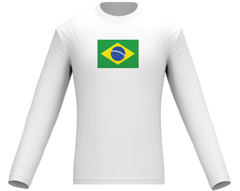 Brazilská vlajka Pánské tričko dlouhý rukáv - černá