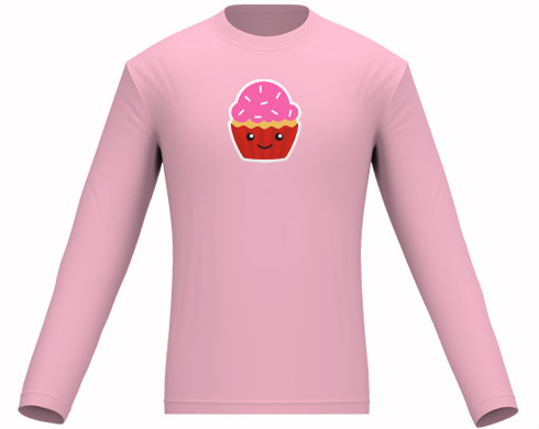 Kawaii cupcake Pánské tričko dlouhý rukáv - černá