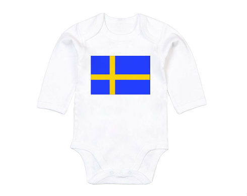 Švédsko Dětské body dlouhý rukáv BIO - Bílá