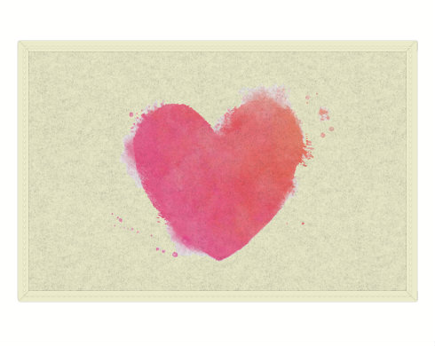 watercolor heart Rohožka - Bílá