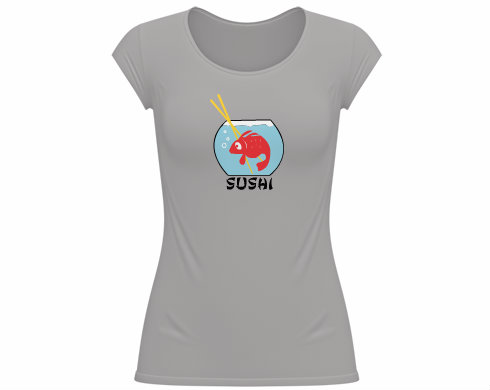 Sushi Dámské tričko velký výstřih - Bílá