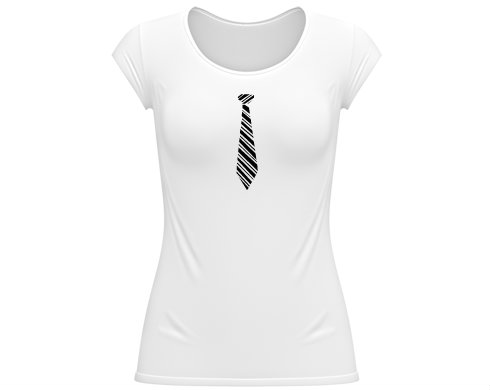 Kravata Dámské tričko velký výstřih - Bílá
