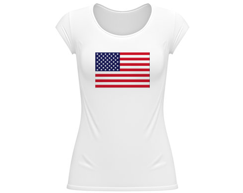 USA Dámské tričko velký výstřih - Bílá