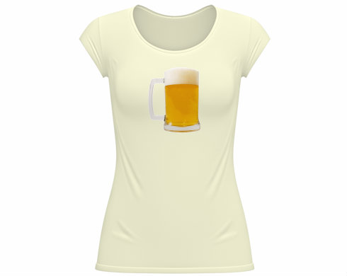 Pivko Dámské tričko velký výstřih - Bílá