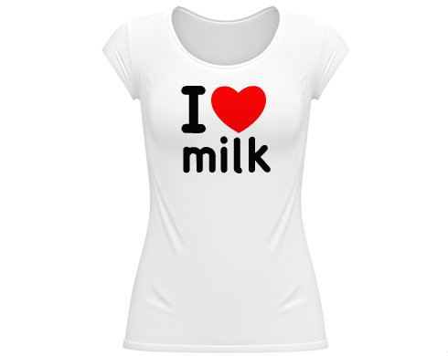 I Love milk Dámské tričko velký výstřih - Bílá