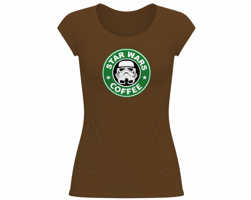 Starwars coffee Dámské tričko velký výstřih - Bílá