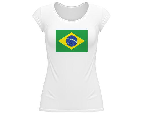 Brazilská vlajka Dámské tričko velký výstřih - Bílá