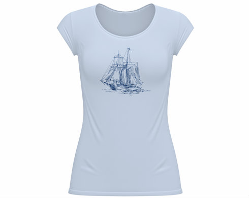 plachetnice Dámské tričko velký výstřih - Bílá